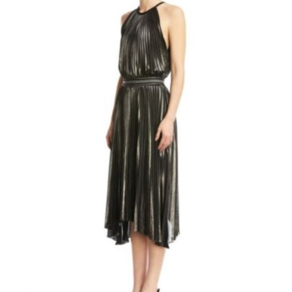 Bailey 44 | NWT Madison gunmetal Gray Metallic Pleated Swing Sleeveless Dress 2 - Picture 5 of 11